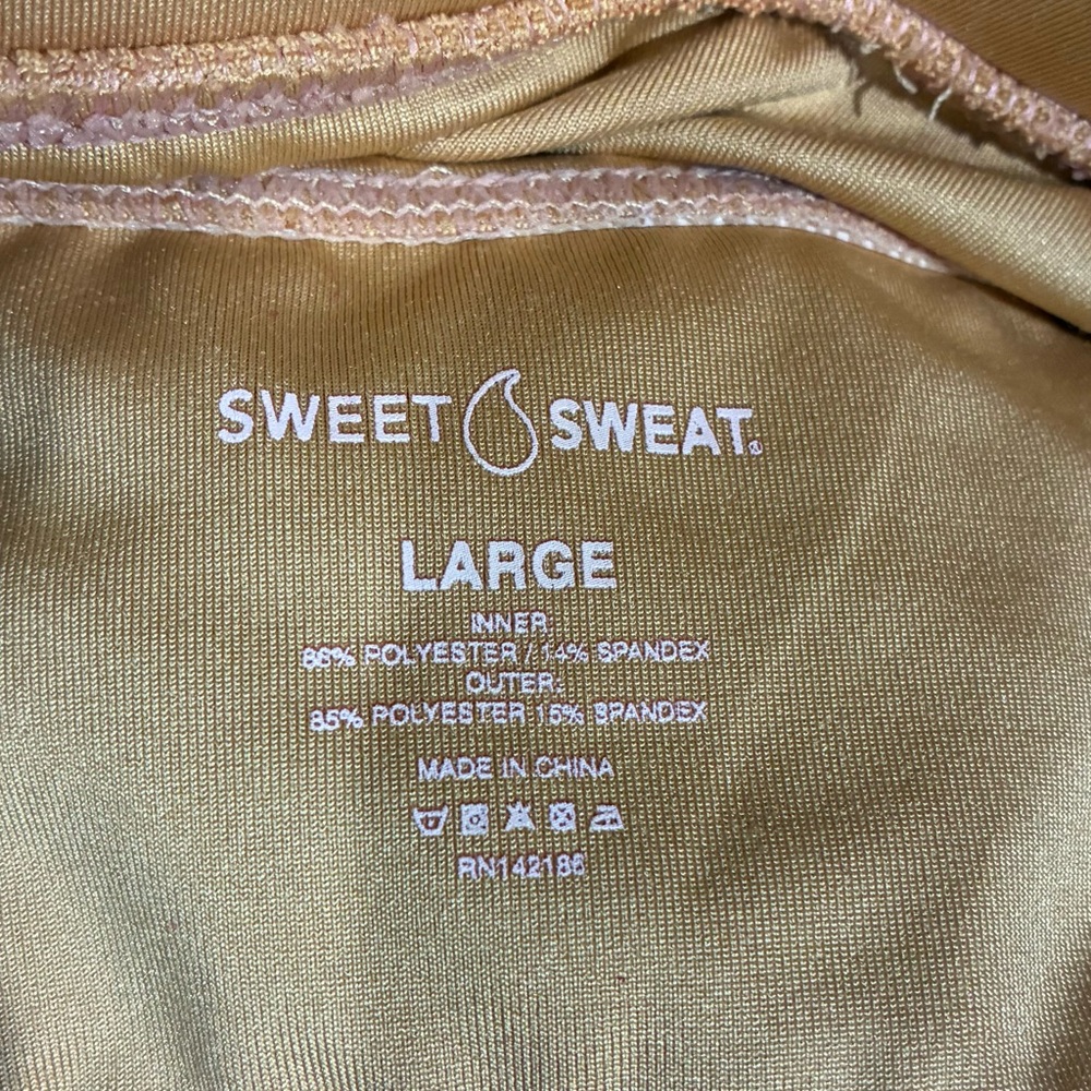 Sweet Sweat Sports Bra Tan Double Straps Mesh Yoga Workout Athletic Gym Sz Large - Picture 2 of 6